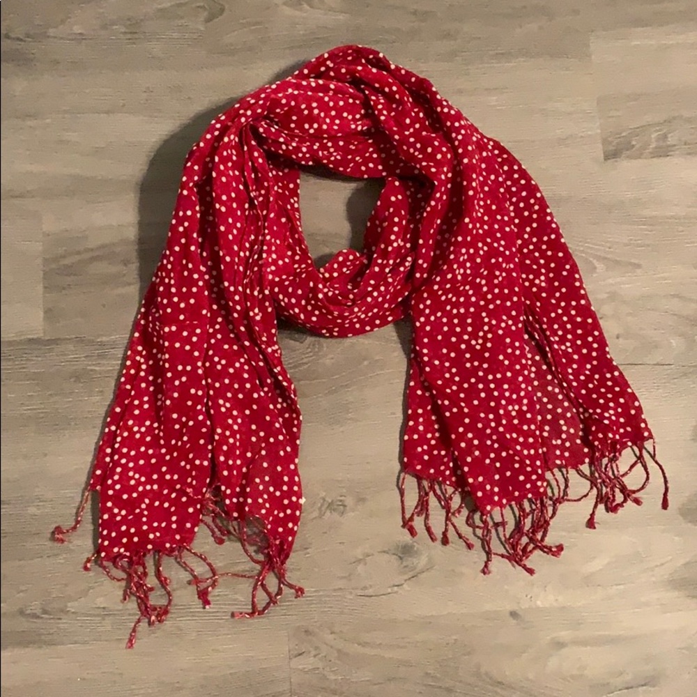 Red and White Polka Dot Scarf
